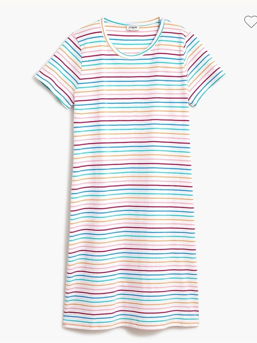 J. Crew Factory Short Sleeve TShirt Dress in White Multi Rainbow Stripe - Small